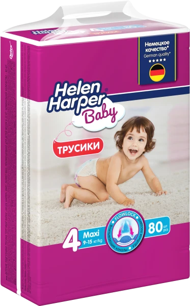 Детские трусики-подгузники Helen Harper Baby, размер 4 (Maxi), 9-15 кг, 80 шт. 