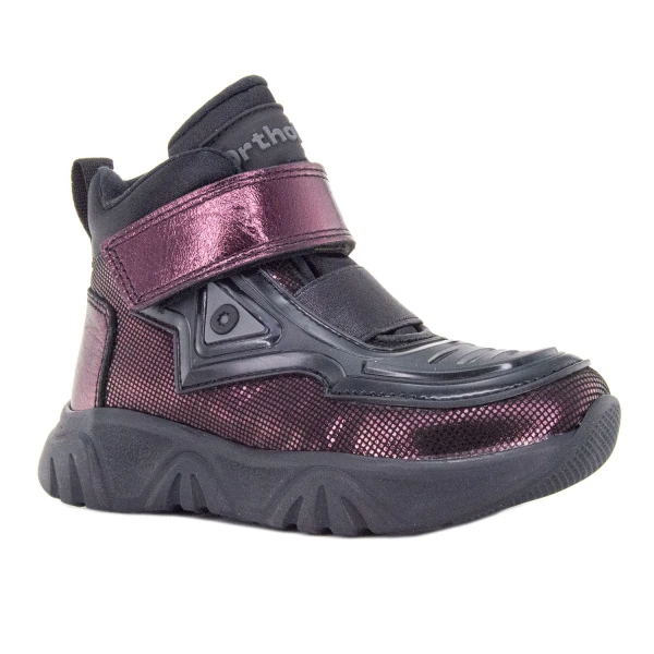 Ортопедическая обувь сложная на утепленной подкладке (пара) для детей, Ортобум 82123-21 блестящий бордо