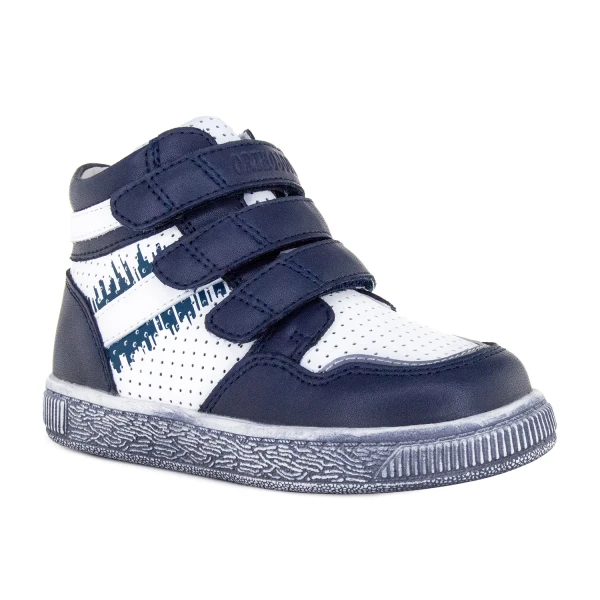 Ортопедическая обувь сложная на утепленной подкладке (пара) для детей, Ортобум 80123-01 темно-синий с белым