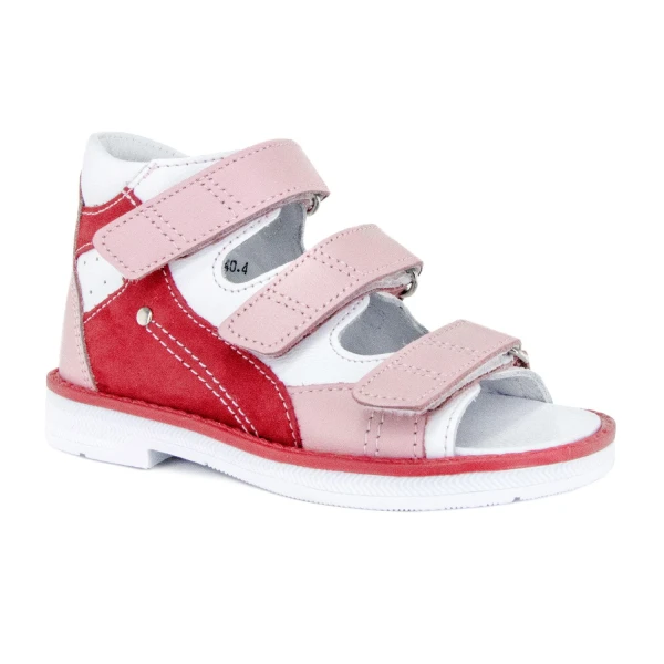 Ортопедическая обувь сложная без утепленной подкладки для детей (пара), Ортобум 25057-07 красный-розовый-белый