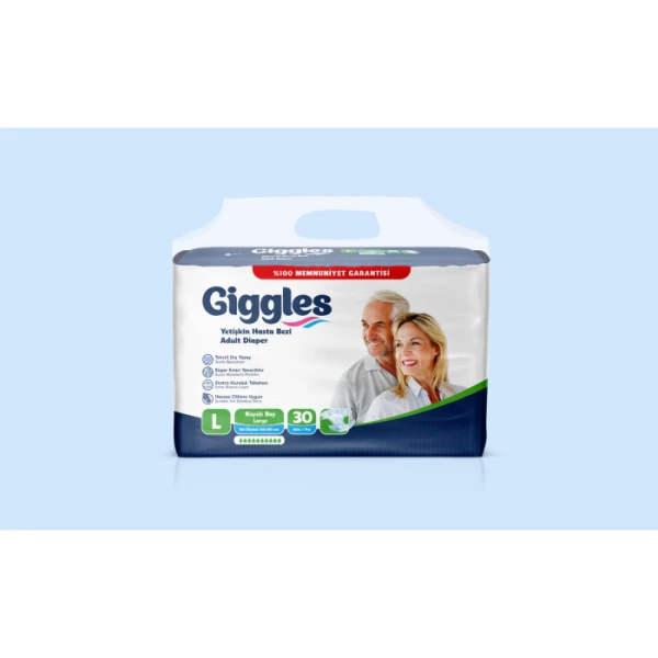 Подгузники для взрослых Giggles 30 шт в упаковке, размер L, обхват талии 100-150