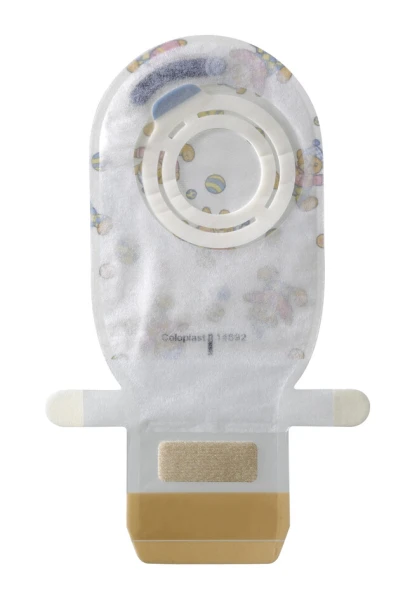 Двухкомпонентный дренируемый калоприемник для детей (педиатрический) в комплекте, 27 мм: адгезивная пластина, плоская, Изифлекс (Easiflex®), артикул 17829, мешок дренируемый Изифлекс (Easiflex®), артикул 14692.