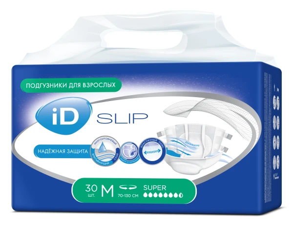 Изделия медицинские впитывающие «iD»: Подгузники для взрослых «iD», размер M (Medium), 30 шт.