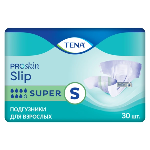 Подгузники дышащие TENA Slip Super / ТЕНА Слип, S (талия/бедра 56-90 см), 30 шт.