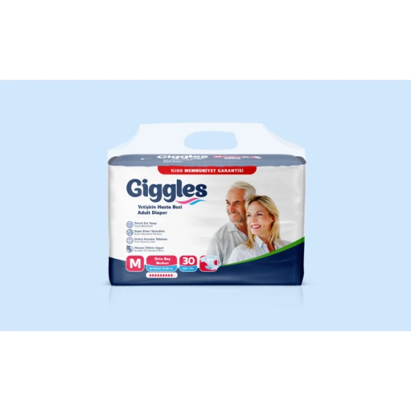 Подгузники для взрослых Giggles 30 шт в упаковке, размер M, обхват талии 70-110