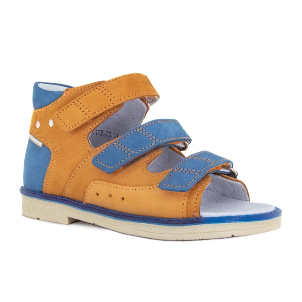 Ортопедическая обувь сложная без утепленной подкладки для детей (пара), Ортобум 25057-10 охра с синим
