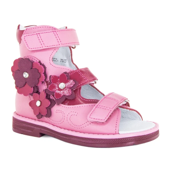 Ортопедическая обувь сложная без утепленной подкладки для детей (пара), Ортобум 71597-33 розовый с цветами