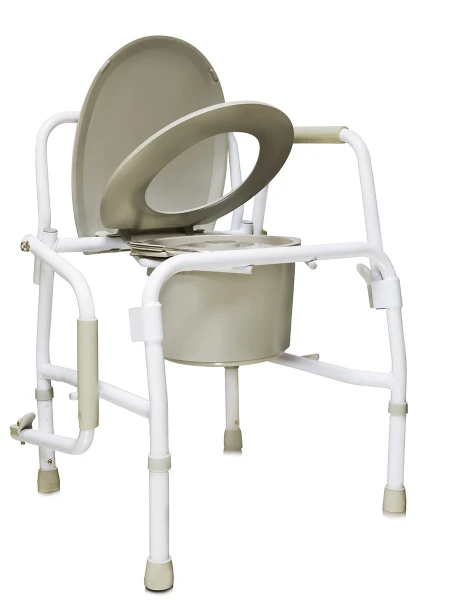Кресло-туалет Amrus AMCB6807 стальное, спинка рамная, с опускающимися подлокотниками, регулируемое по высоте