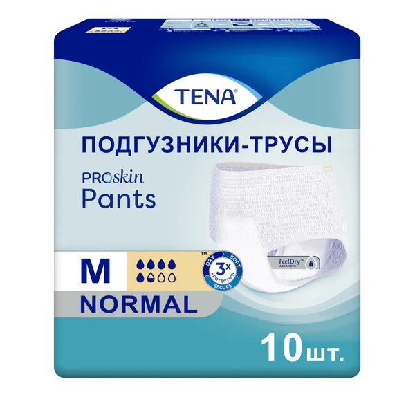 Подгузники-трусы TENA Pants Normal / ТЕНА Пантс, М (талия/бедра 80-110 см), 10 шт.
