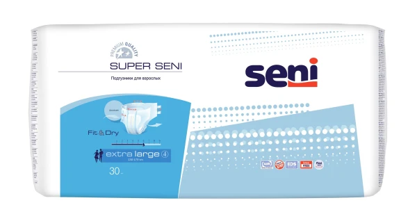 Подгузники для взрослых, размер &quot;XL&quot;, с полным влагопоглощением не менее 2800 г Super Seni