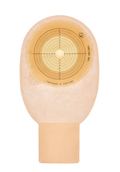 Калоприемник однокомпонентный дренируемый со встроенной плоской пластиной «Илеотек С», 10–100 мм. Артикул 11209