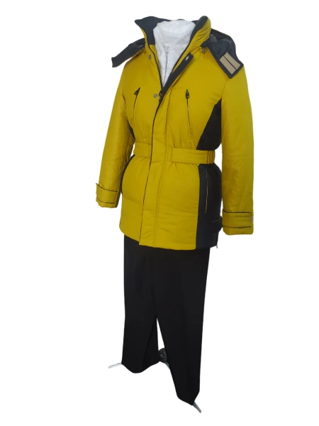Комплект зимний женский СОР1-008: куртка удлиненная, брюки утепленные