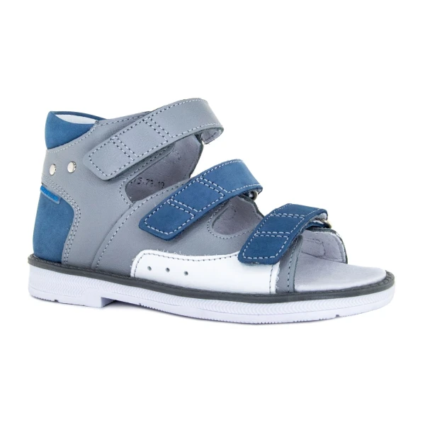 Ортопедическая обувь сложная без утепленной подкладки для детей (пара), Ортобум 25057-10 серо-синий с белым