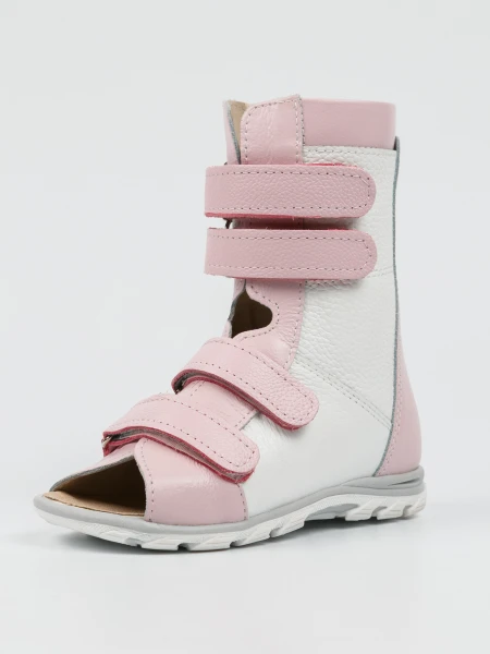 Обувь сложная ортопедическая без утепленной подкладки сандалии летние модель 259 розово-белый