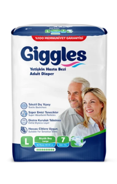 Подгузники для взрослых Giggles 7 шт в упаковке, размер L, обхват талии 100-150