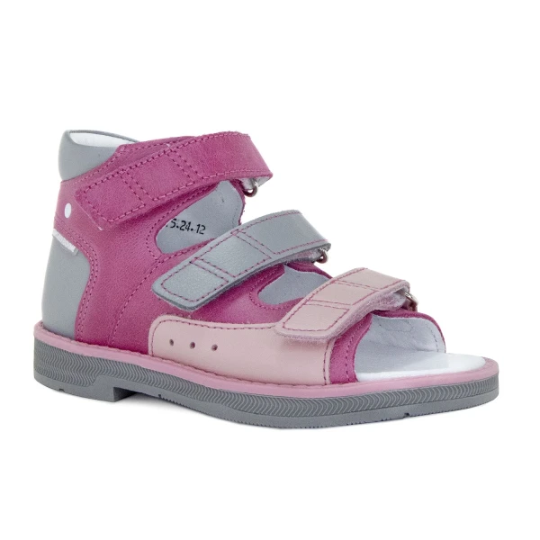 Ортопедическая обувь сложная без утепленной подкладки для детей (пара), Ортобум 25057-04 малиново-розовый с серым