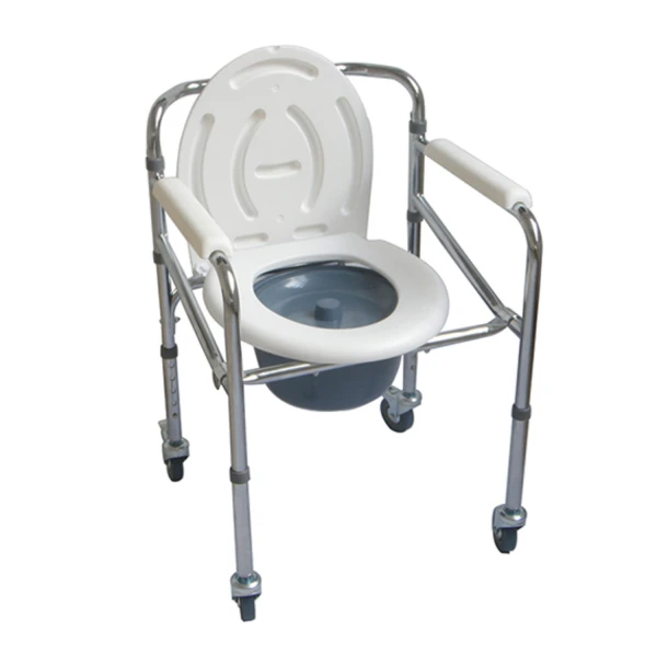 Кресло-туалет с санитарным приспособлением на колесах, складное (артикулKJT705)