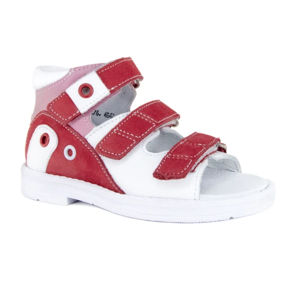 Ортопедическая обувь сложная без утепленной подкладки для детей (пара), Ортобум 25057-10 белый-красный