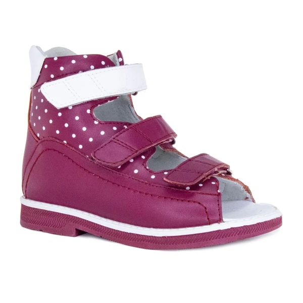 Ортопедическая обувь сложная без утепленной подкладки для детей (пара), Ортобум 71057-12 темно-розовый с горошком