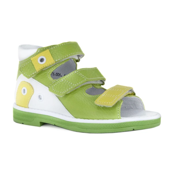 Ортопедическая обувь малосложная без утепленной подкладки, Ортобум 27057-01 ярко-зеленый с лимонным